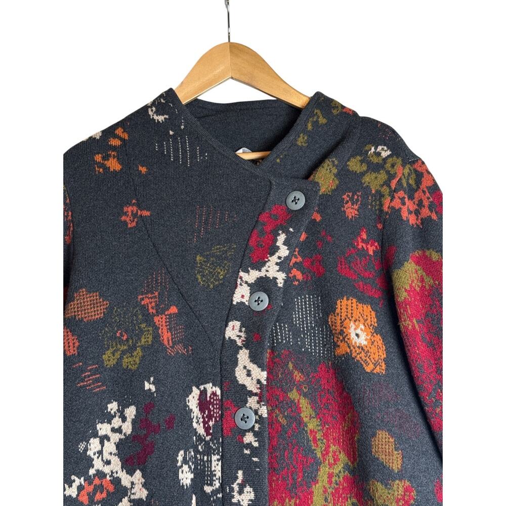 J.Jill Women’s XL Floral Jacquard Knit Button Front Duster Cardigan Boho - Picture 4 of 9